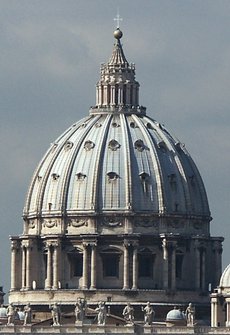 The dome, redesigned and completed by Giacomo della Porta in 1590.